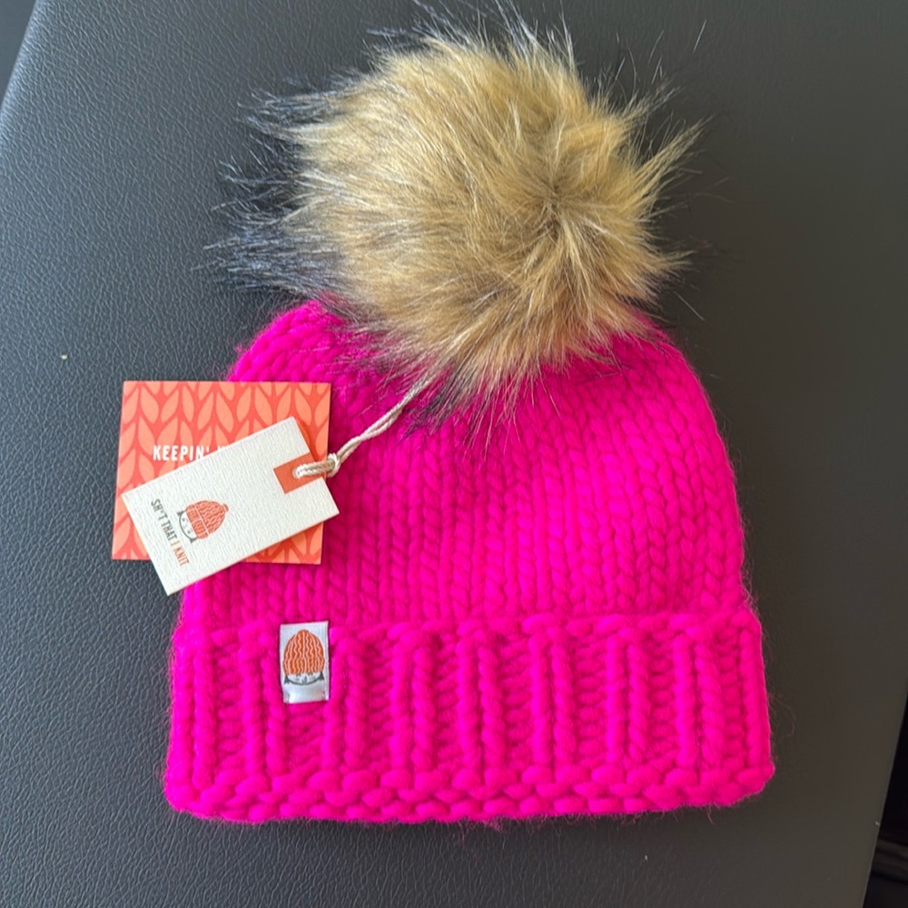Sh*t That I Knit beanie mini Hot Pink, NWT